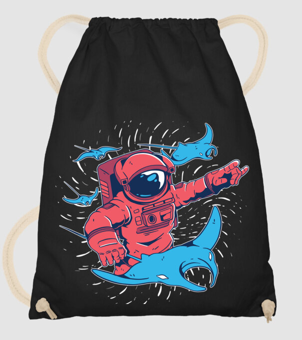 Diavol de mare gigant Astronaut model negru pe tricou