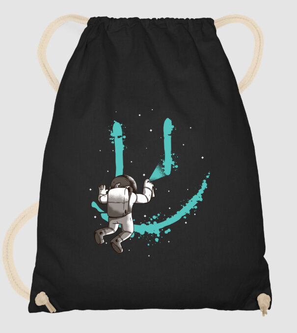 Astronaut Smiley Graffiti model negru pe tricou