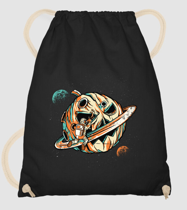 Astronaut cap de dovleac de Halloween model negru pe tricou
