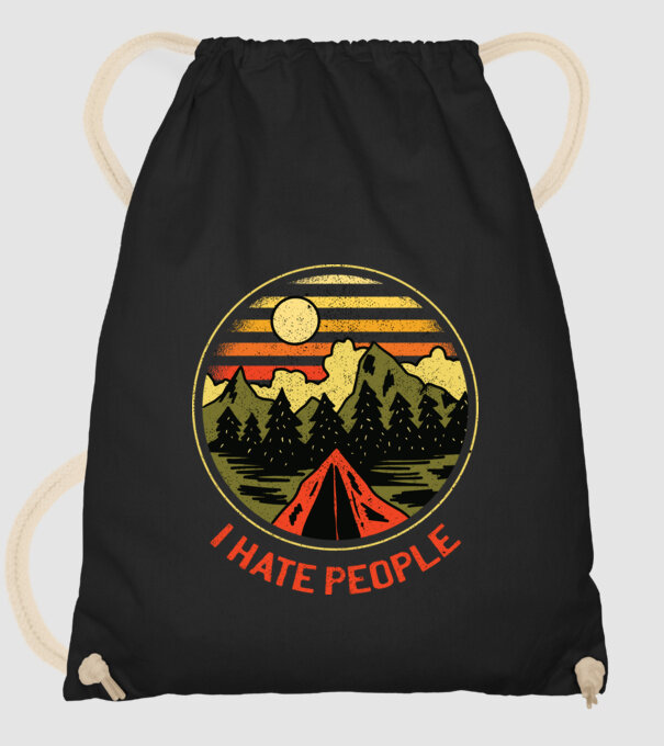 Urăsc oamenii tricou de camping model negru pe tricou