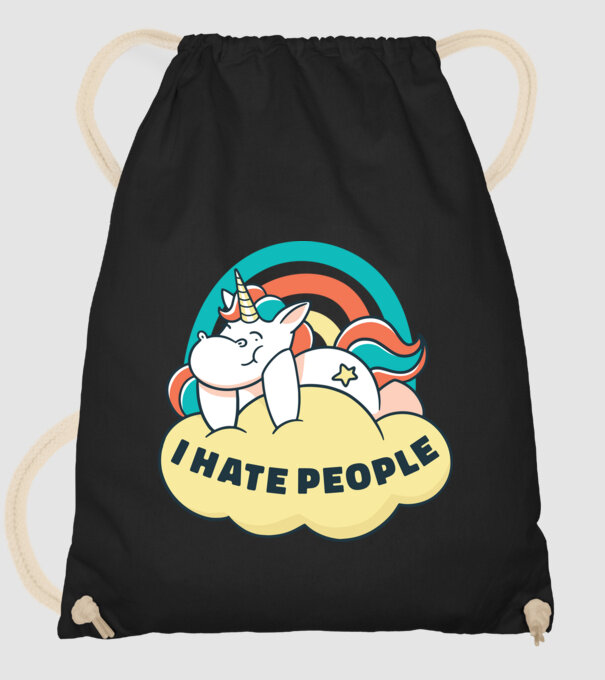Urăsc oamenii Unicorn model negru pe tricou