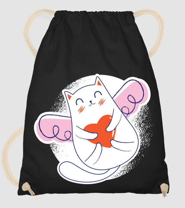 Pisică Valentin model negru pe tricou