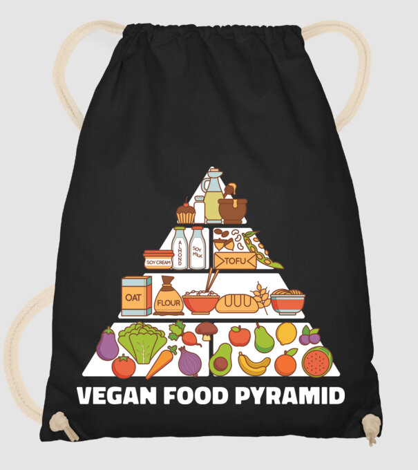 Piramidă vegan model negru pe tricou