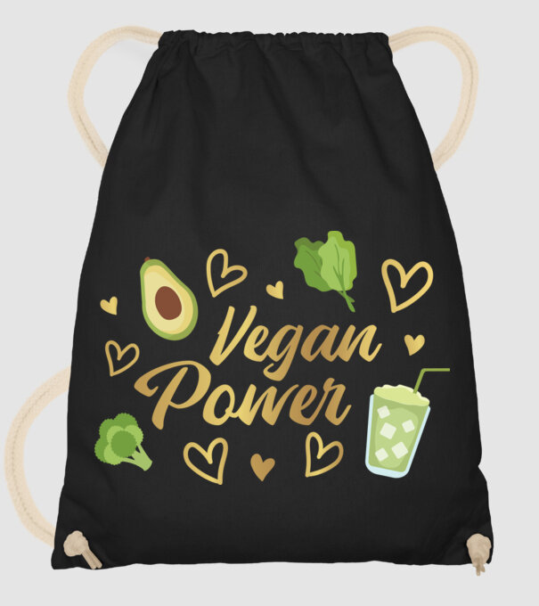 Vegan Power tricou vegan model negru pe tricou