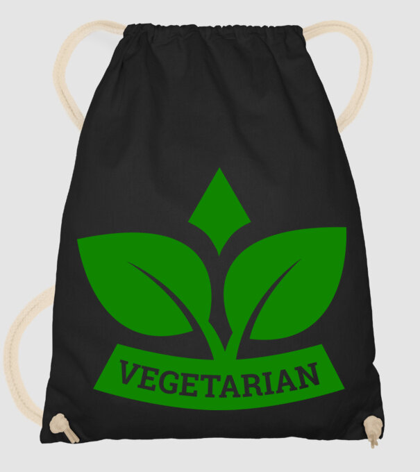 Vegetarian badge 1 model negru pe tricou