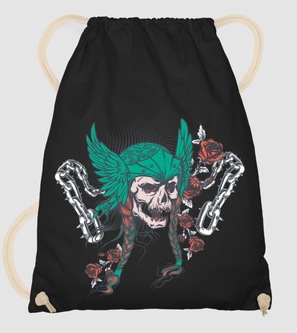 Vintage Craniu Viking model negru pe tricou
