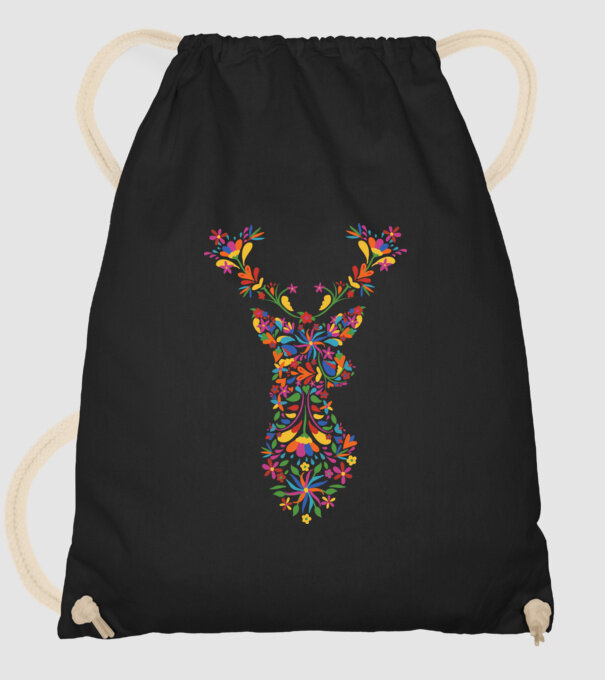 Cerb cu motive florale Floral model negru pe tricou