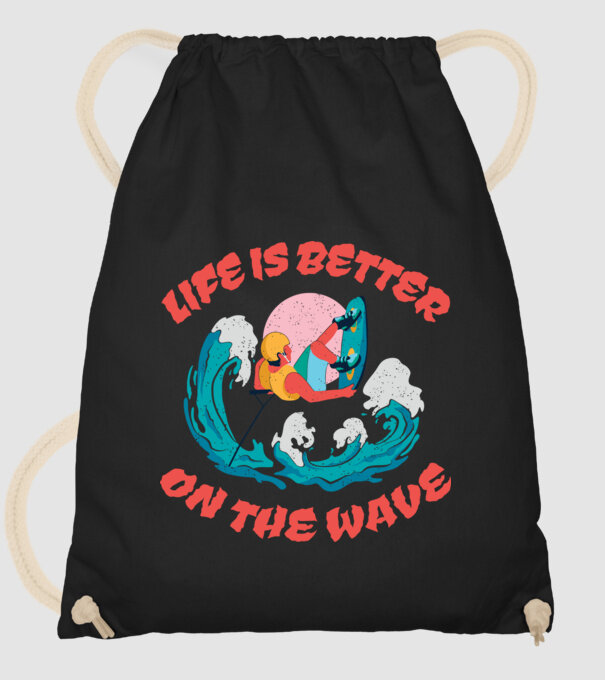 Wakeboard - Life is better on the wave model negru pe tricou