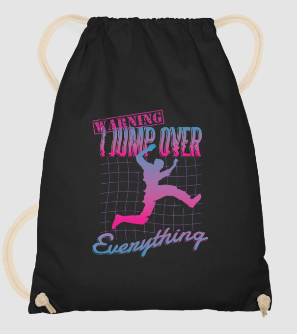 Warning I Jump over everything Parkour model negru pe tricou