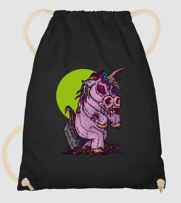 Zombie unicorn model negru pe tricou