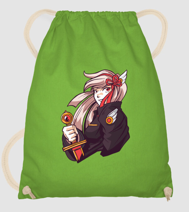 fată Anime cu sabie model verde de măr pe tricou