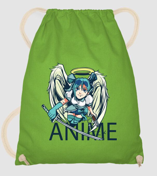 Anime fată cu sabie model verde de măr pe tricou