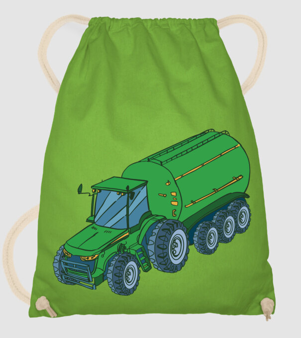 Tractor de recoltare model verde de măr pe tricou