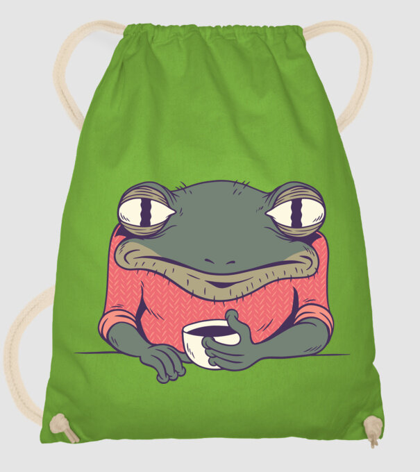Broască Cafea model verde de măr pe tricou