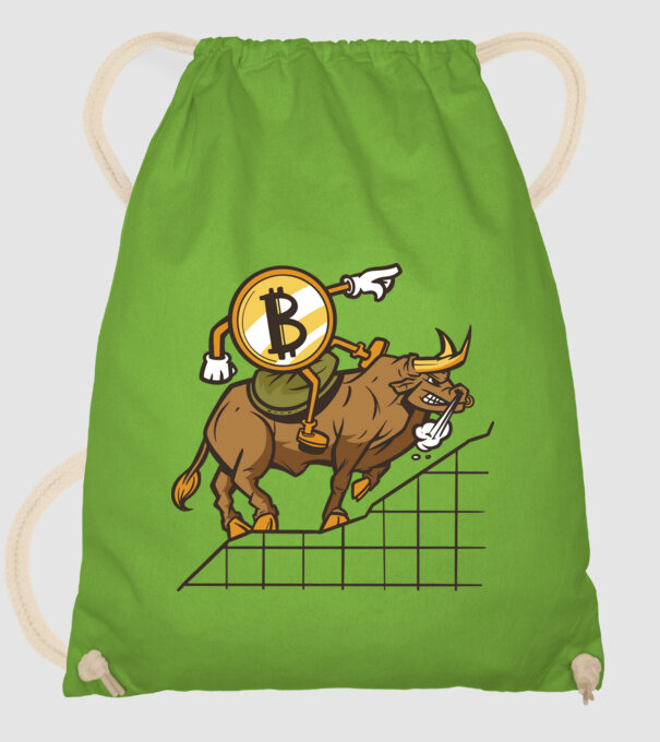Taur Bitcoin model verde de măr pe tricou