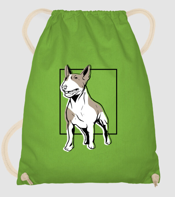 Tricou cu Câine Bull Terrier model verde de măr pe tricou