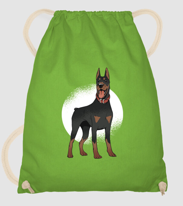 Tricou cu câine dobermann model verde de măr pe tricou