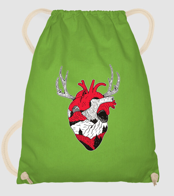 Inimă pădure model verde de măr pe tricou