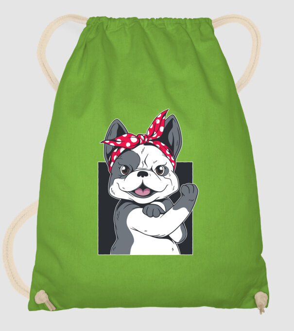 Bulldog Francez model verde de măr pe tricou