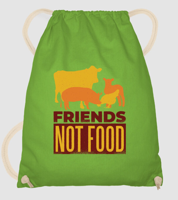 Friends not Food Vegán model verde de măr pe tricou