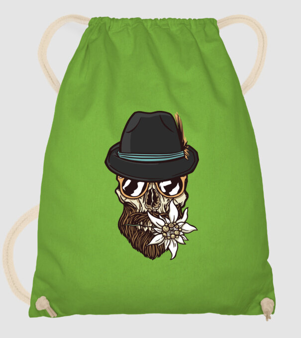 Craniu Hipster model verde de măr pe tricou