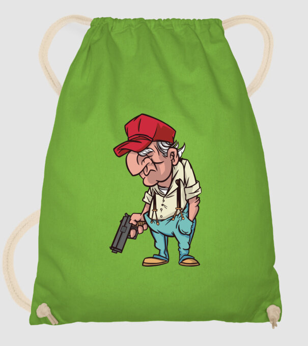 Bătrân cu armă model verde de măr pe tricou