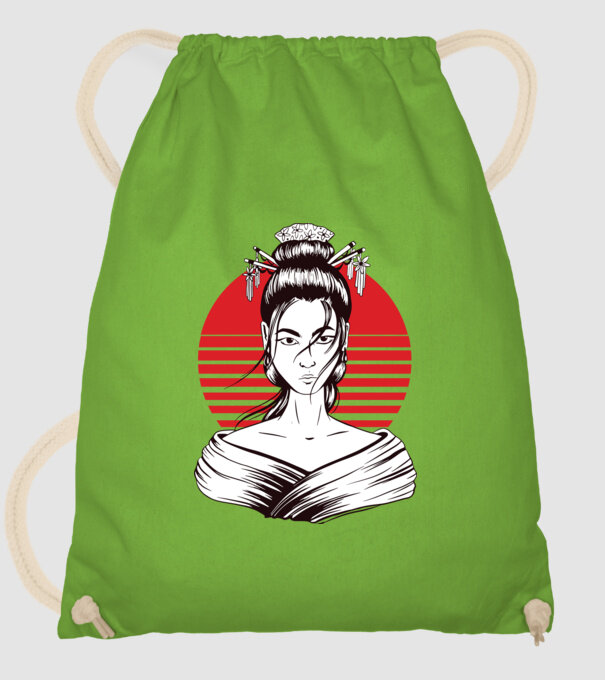 Geisha japoneză model verde de măr pe tricou