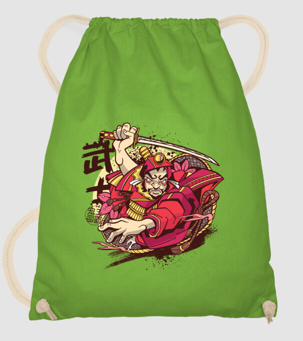 Războinic japonez model verde de măr pe tricou
