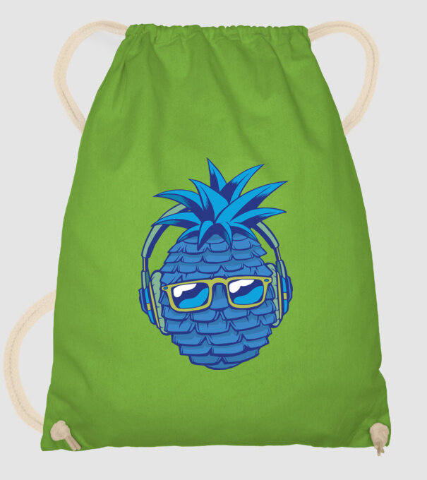 Ananas albastru cu căști model verde de măr pe tricou