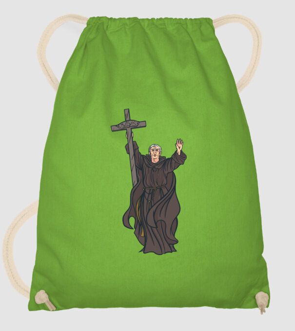 Călugăr creștin model verde de măr pe tricou