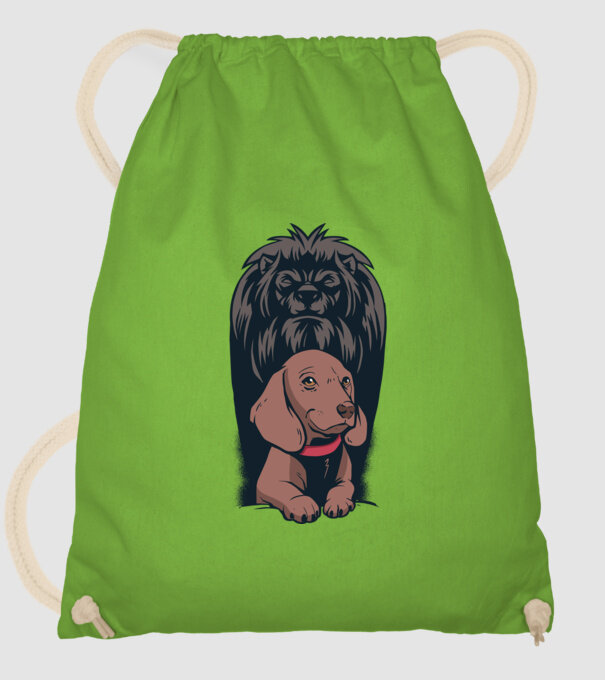 Cățeluș Leu cu umbră model verde de măr pe tricou