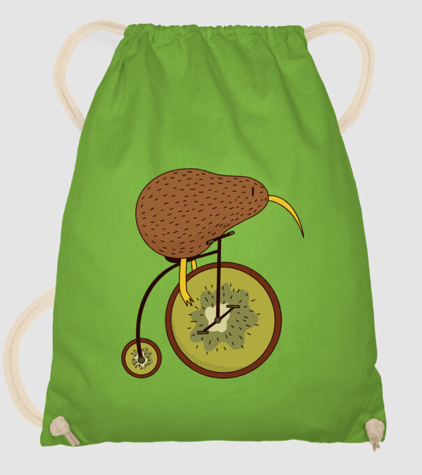 Bicicletă Kiwi model verde de măr pe tricou