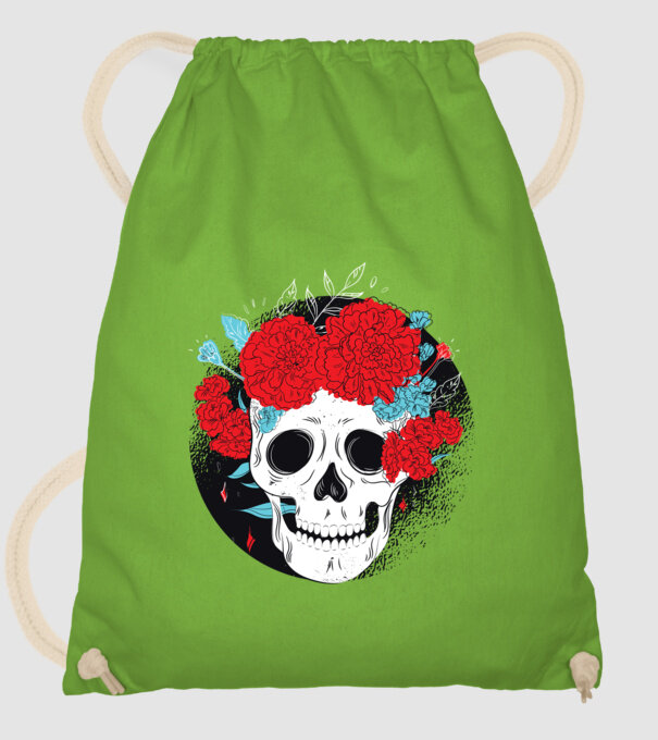 Craniu cu flori model verde de măr pe tricou
