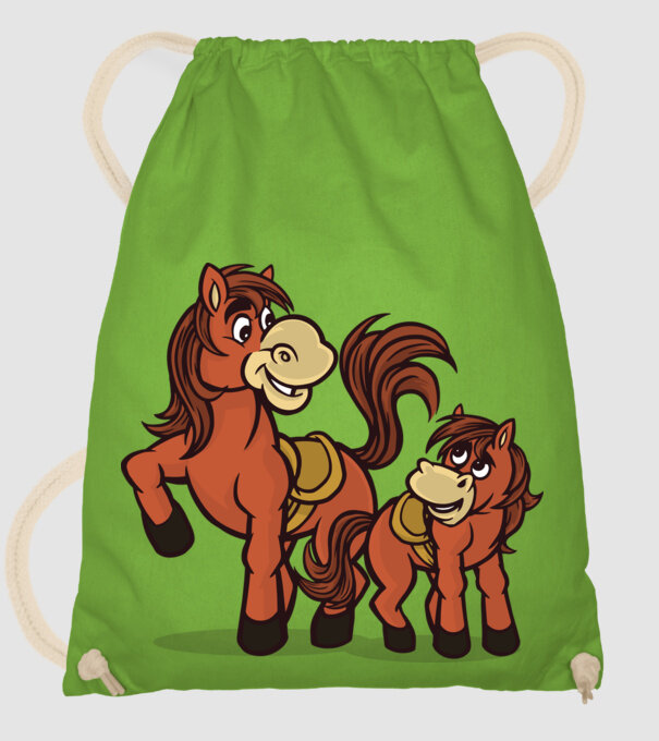 Cal cu mânz model verde de măr pe tricou