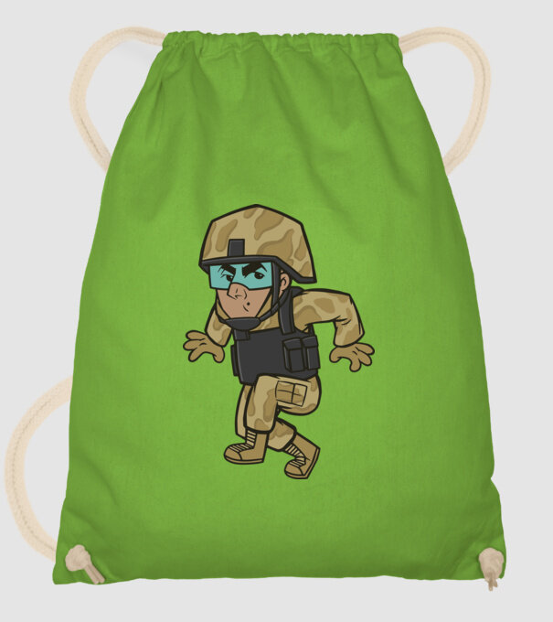 Soldat strecurându-se model verde de măr pe tricou