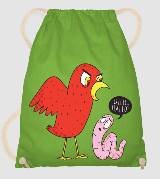 Pasăre cu vierme model verde de măr pe tricou