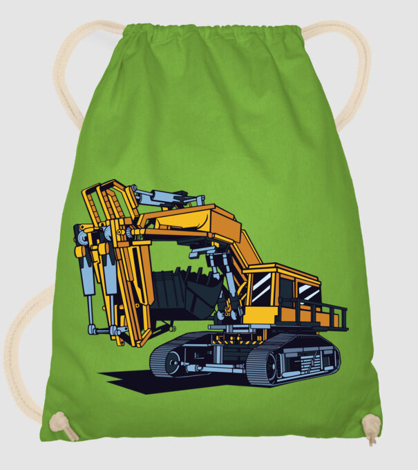 Excavator model verde de măr pe tricou