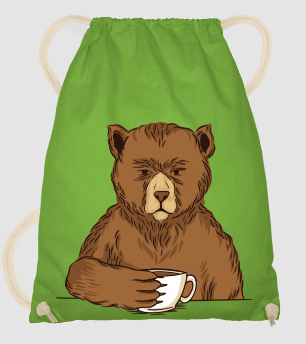 Urs cu cafea model verde de măr pe tricou