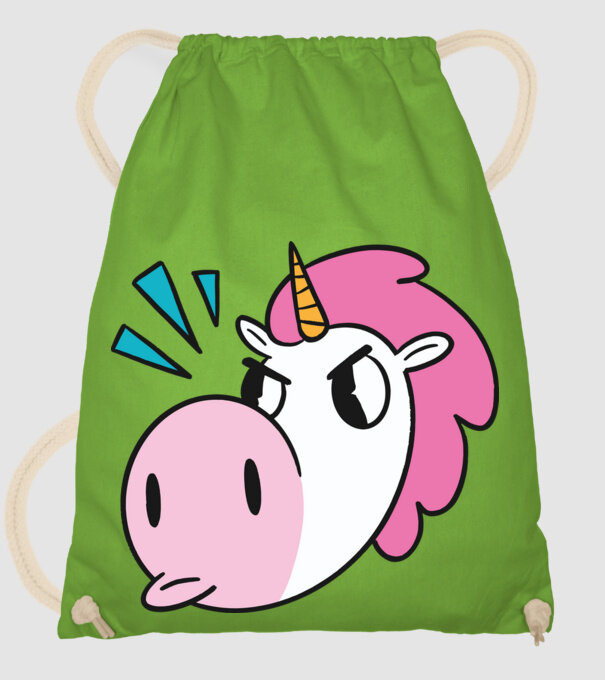 Unicorn supărat model verde de măr pe tricou