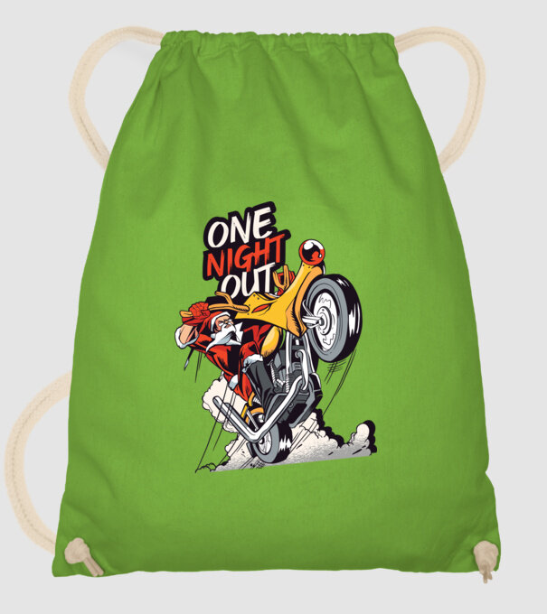 Moș Crăciun pe motocicletă în zi liberă model verde de măr pe tricou