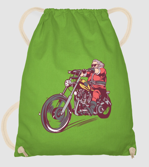 Moș Crăciun motociclist model verde de măr pe tricou