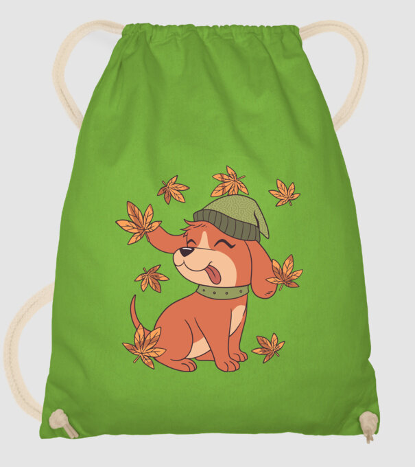 Câine Toamna model verde de măr pe tricou