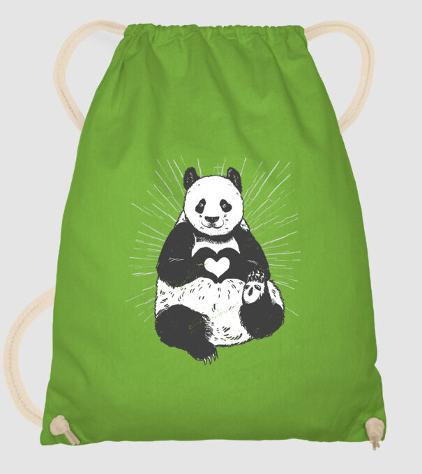 Inimă panda model verde de măr pe tricou