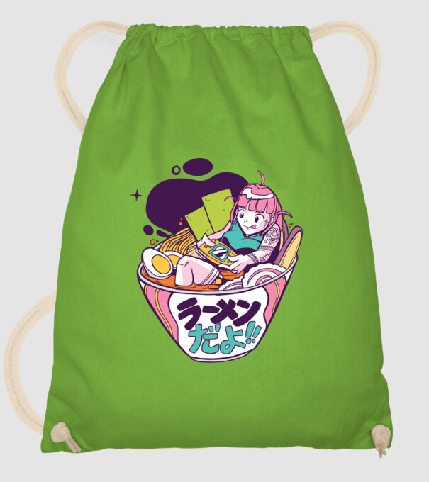 Ramen Anime Gamer fată model verde de măr pe tricou