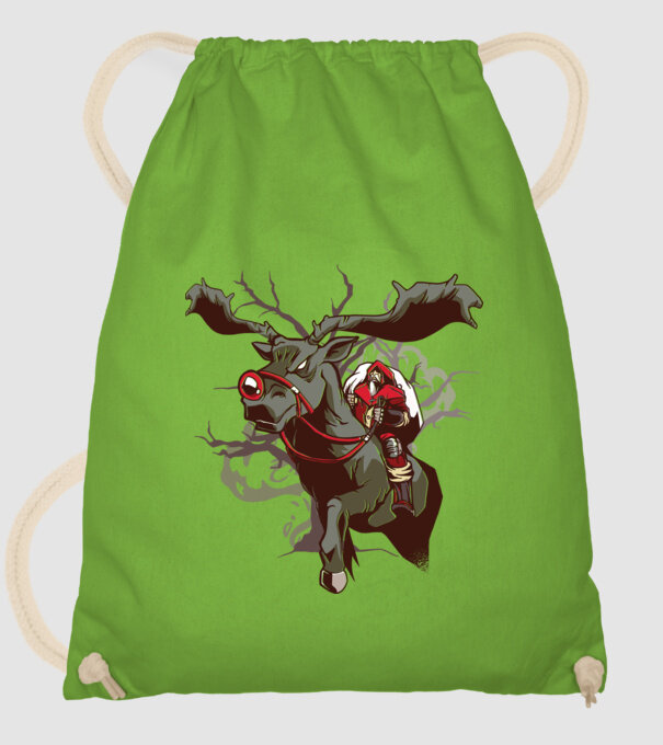 Cavaler Moș Crăciun pe ren model verde de măr pe tricou