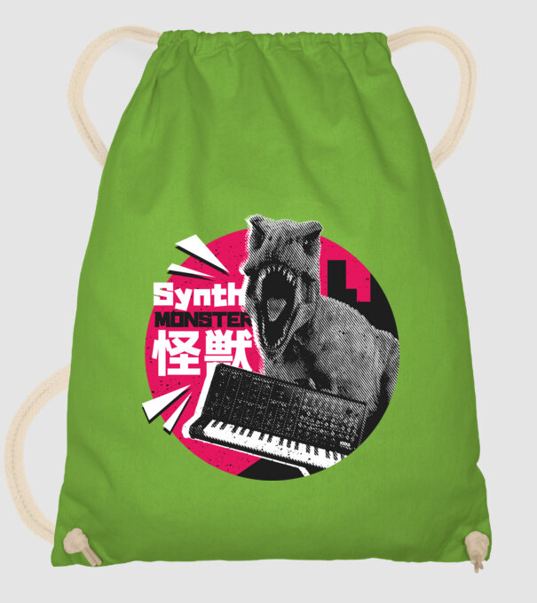Dinozaur sintetizator model verde de măr pe tricou