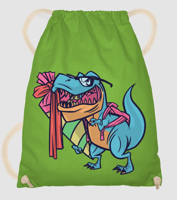 Elev T-rex model verde de măr pe tricou