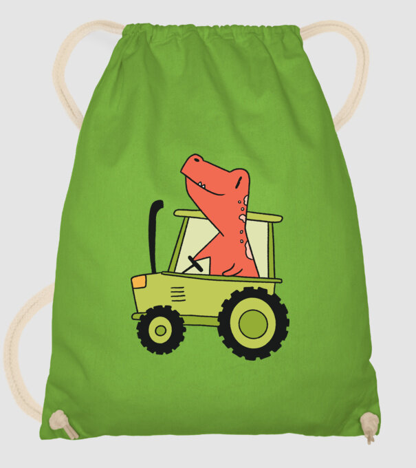 Tractor dinozaur model verde de măr pe tricou