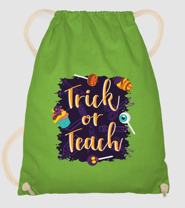 Trick or Teach Halloween pentru profesori model verde de măr pe tricou