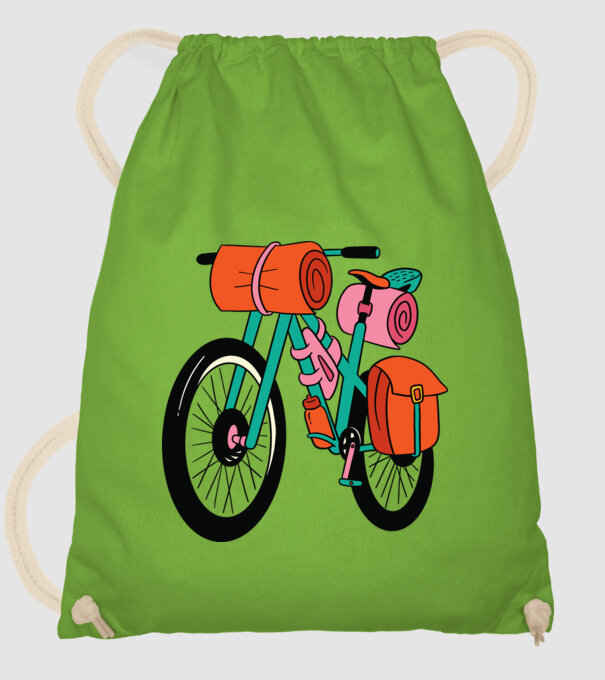 Bicicletă Drumeție model verde de măr pe tricou